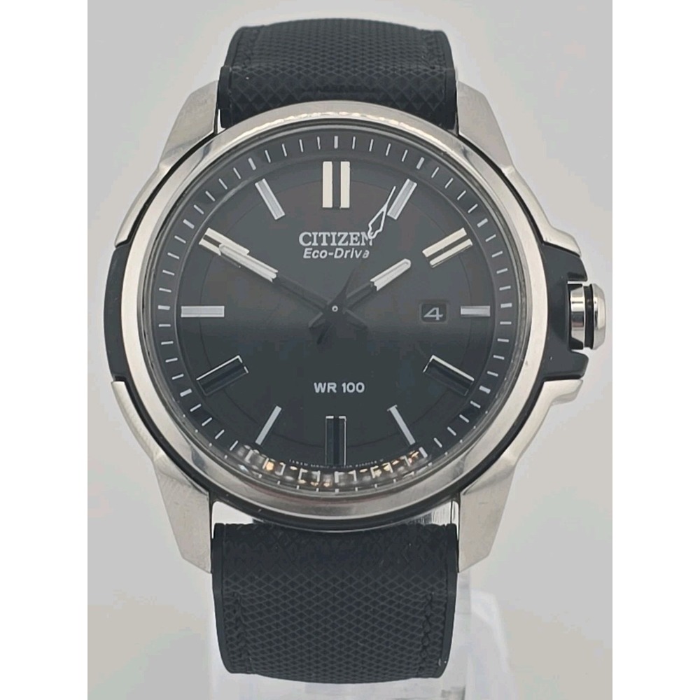 CITIZEN ECO-DRIVE J810-S082781 Black Date WR 100M Men's 44mm Watch - New Strap